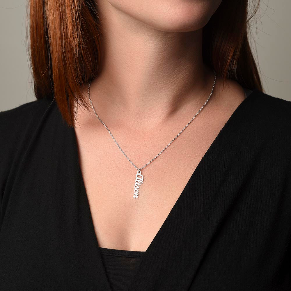Personalized Verticle Name Necklace  Engagement Wedding Girlfirend Mom Sister Aunt Gift