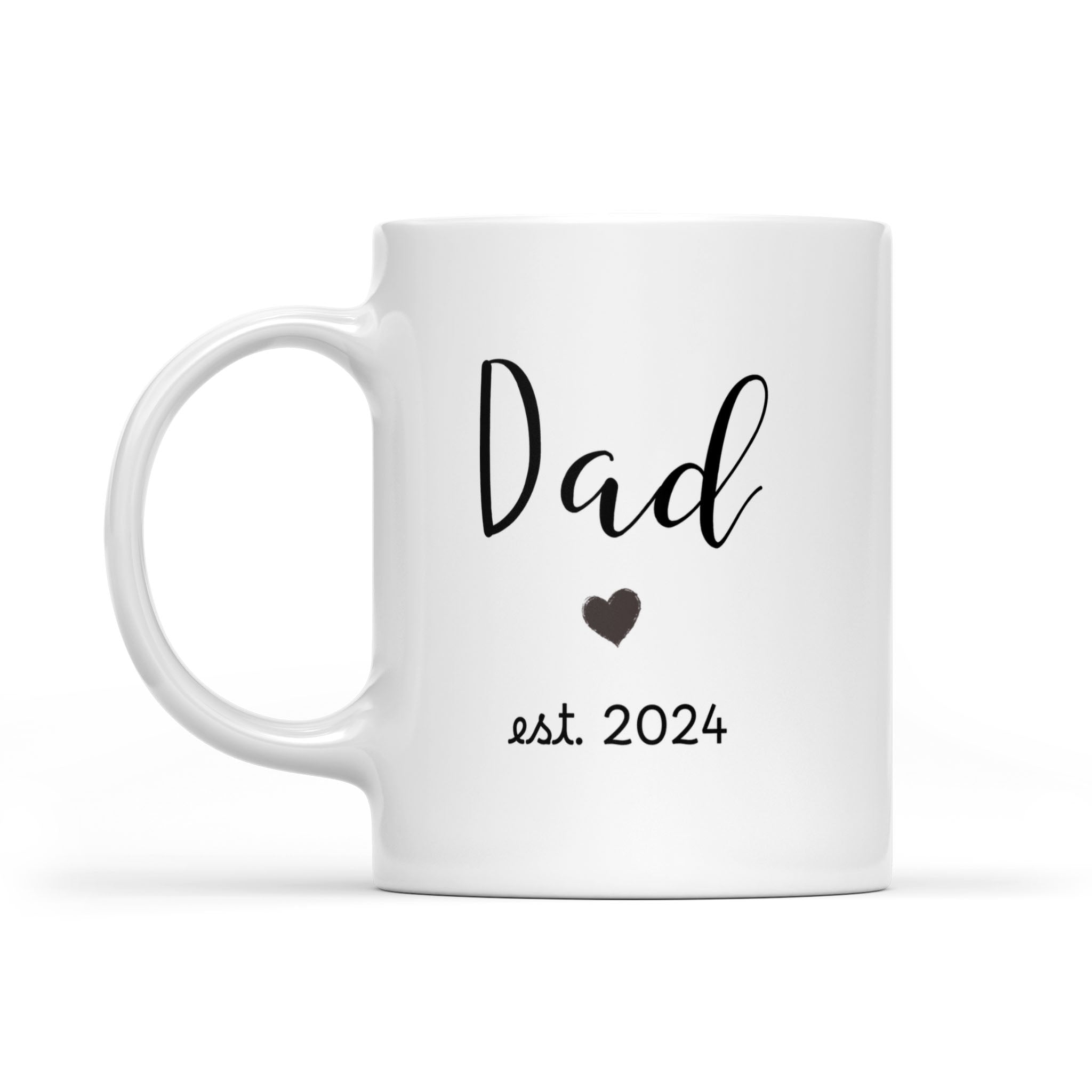 Dad Est 2024 Coffee Mug Grey Heart Design Gender Reveal Gift, Couple, New Bab