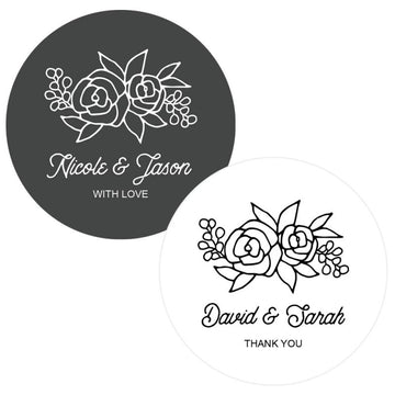 Floral Silhouette Round Labels (24 Labels)