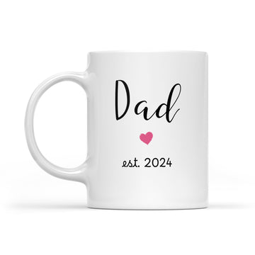 Dad Est 2024 Coffee Mug Twins Heart Design Gender Reveal Gift, Couple, New Bab