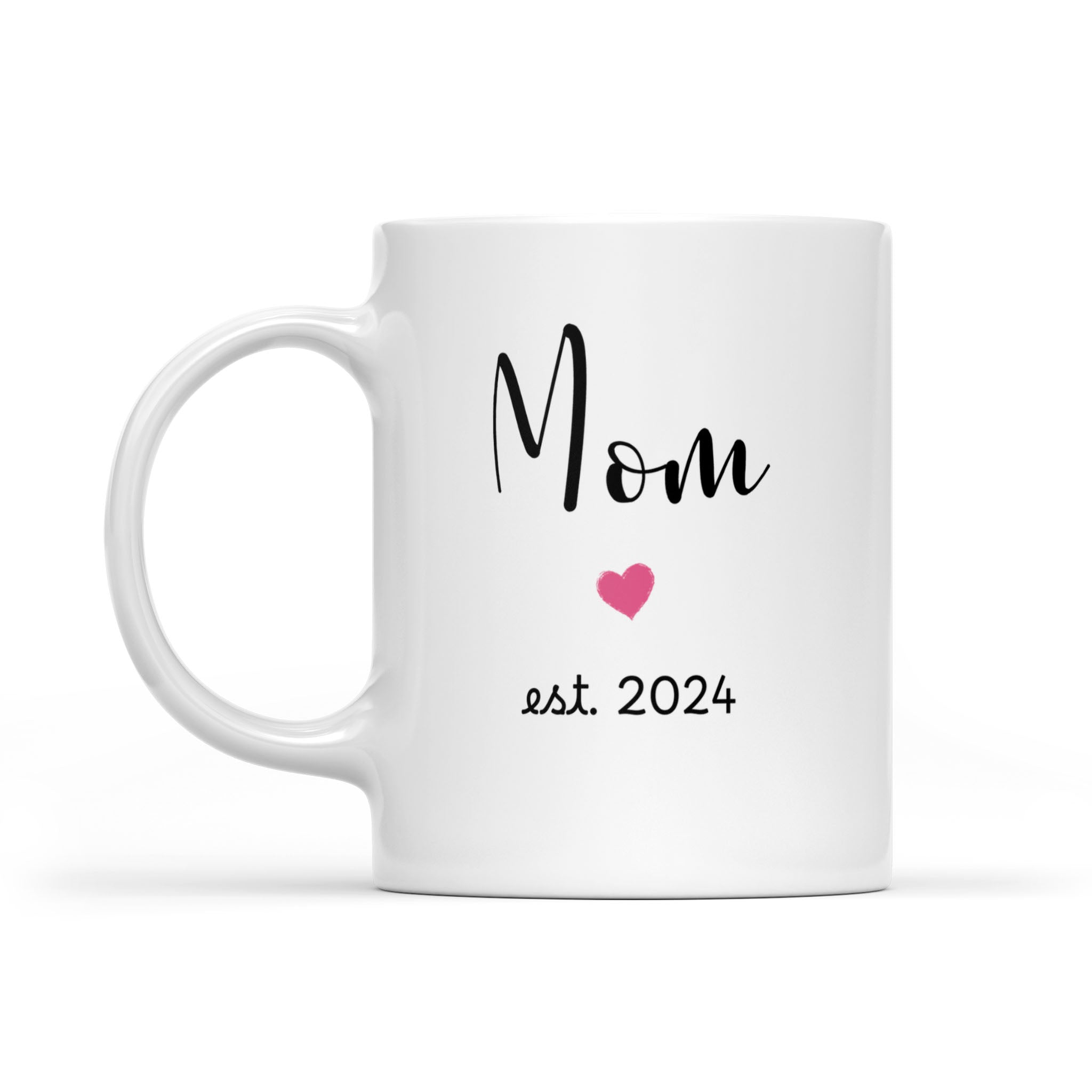 Mom Est 2024 Coffee Mug Twins Heart Design Gender Reveal Gift, Couple, New Bab