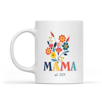11oz Mug New Mom Gift MAMA est 2024 Floral Design Ceramic Mug
